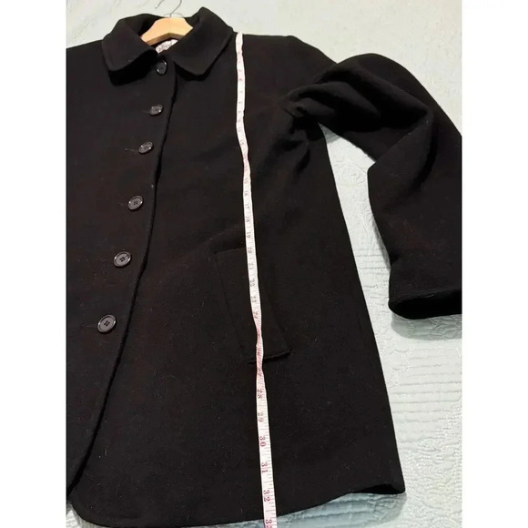 Vintage Made in USA 100% Wool Black Button Front Pea Coat Twee Alfred Dunner 10 - Picture 4 of 8